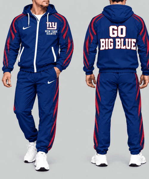 New York Giants NFL Side Stripe Hooded Tracksuit Set