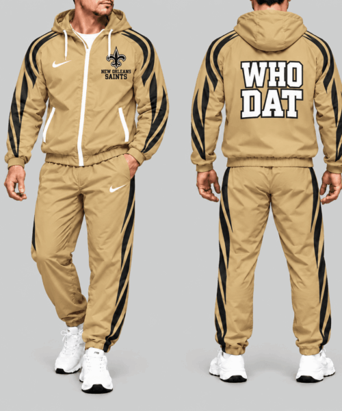 New Orleans Saints NFL Side Stripe Hooded Tracksuit Set