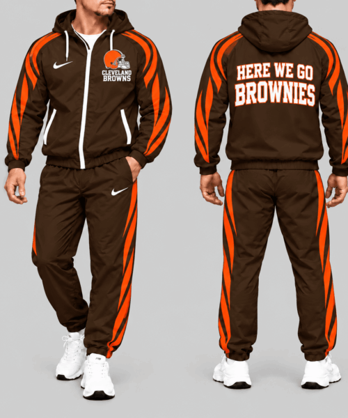 Cleveland Browns NFL Side Stripe Hooded Tracksuit Set