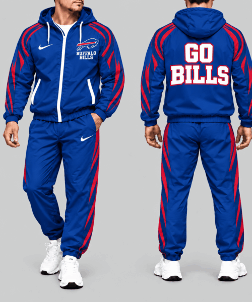 Buffalo Bills NFL Side Stripe Hooded Tracksuit Set