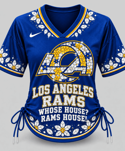 Los Angeles Rams NFL Floral Logo Lace Up Jersey Top