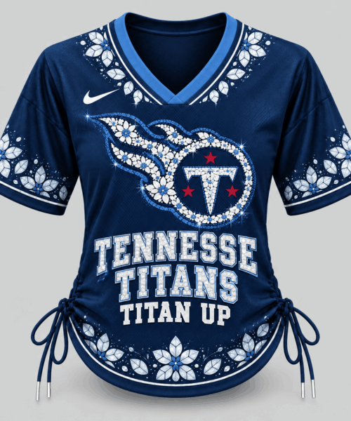 Tennessee Titans NFL Floral Logo Lace Up Jersey Top