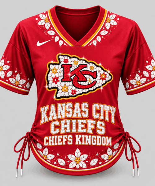 Kansas City Chiefs NFL Floral Logo Lace Up Jersey Top