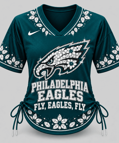 Philadelphia Eagles NFL Floral Logo Lace Up Jersey Top
