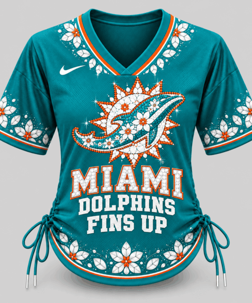 Miami Dolphins NFL Floral Logo Lace Up Jersey Top