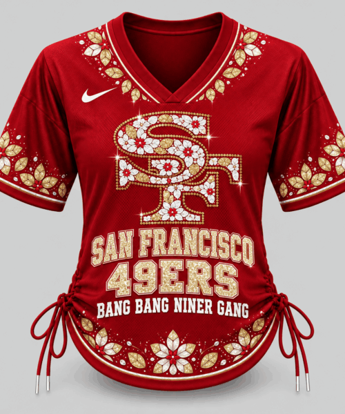 San Francisco 49ers NFL Floral Logo Lace Up Jersey Top