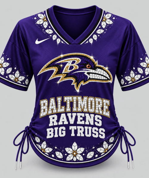 Baltimore Ravens NFL Floral Logo Lace Up Jersey Top