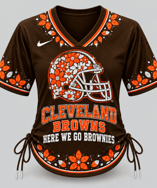 Cleveland Browns NFL Floral Logo Lace Up Jersey Top