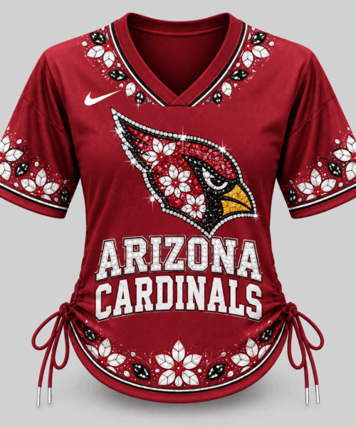 Arizona Cardinals NFL Floral Logo Lace Up Jersey Top