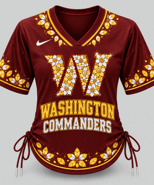 Washington Commanders NFL Floral Logo Lace Up Jersey Top