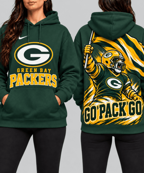 Green Bay Packers NFL Mascot Flag Back Print Hoodie