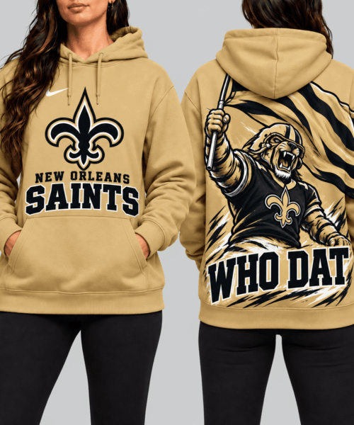 New Orleans Saints NFL Mascot Flag Back Print Hoodie