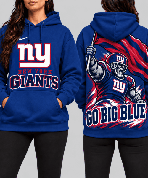 New York Giants NFL Mascot Flag Back Print Hoodie