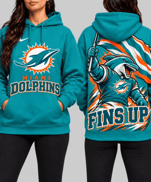 Miami Dolphins NFL Mascot Flag Back Print Hoodie