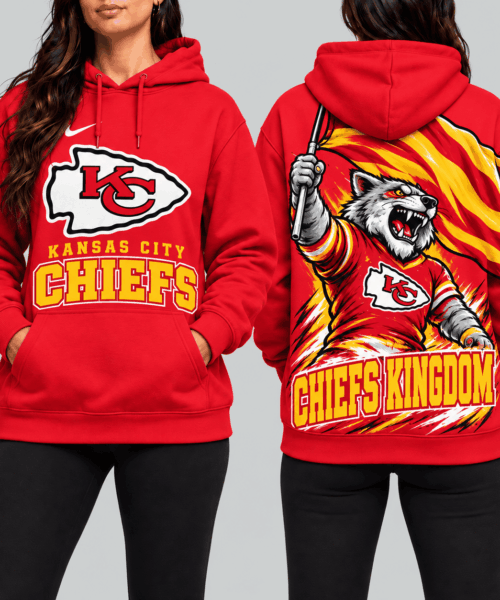 Kansas City Chiefs NFL Mascot Flag Back Print Hoodie