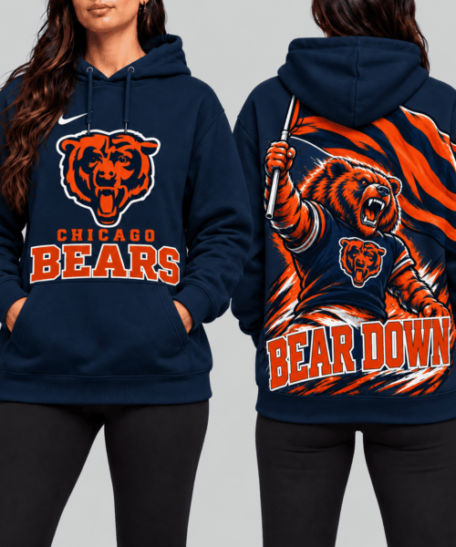 Chicago Bears NFL Mascot Flag Back Print Hoodie