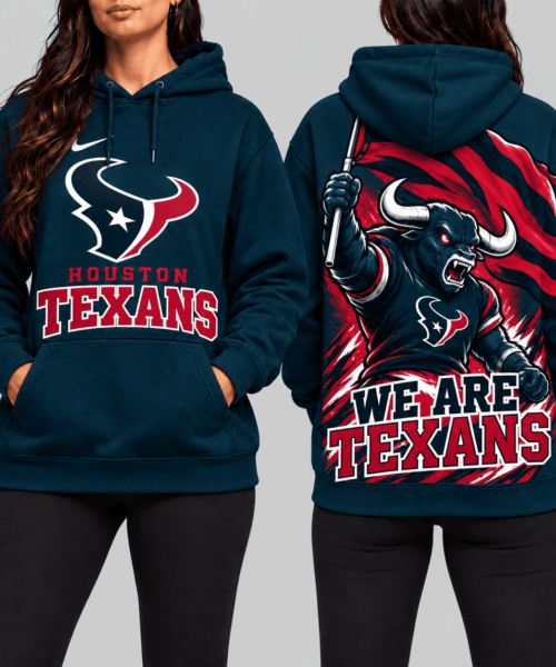 Houston Texans NFL Mascot Flag Back Print Hoodie