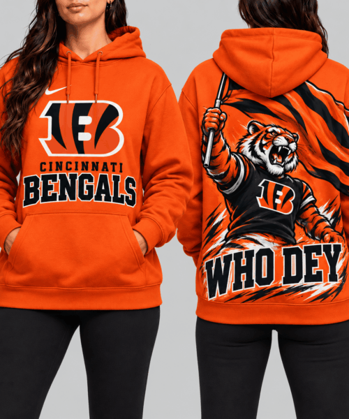 Cincinnati Bengals NFL Mascot Flag Back Print Hoodie