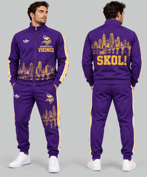 Minnesota Vikings NFL City Skyline Track Jacket Jogger Set