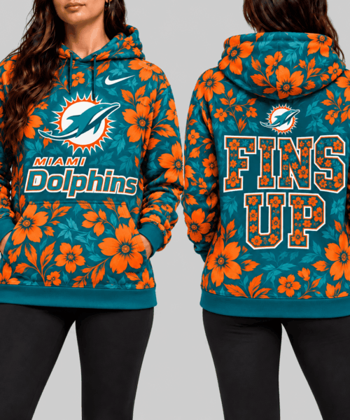 Miami Dolphins NFL Golden Floral Hoodie
