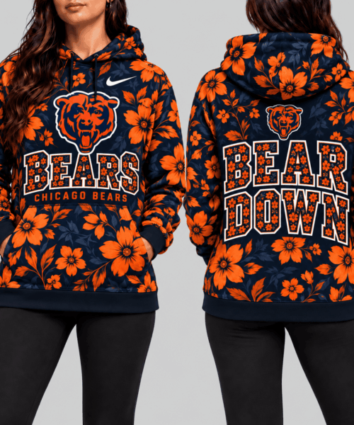 Chicago Bears NFL Golden Floral Hoodie