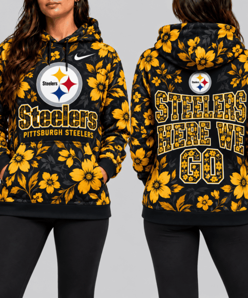 Pittsburgh Steelers NFL Golden Floral Hoodie
