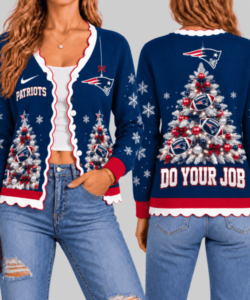 New England Patriots NFL Christmas Tree Knit Cardigan