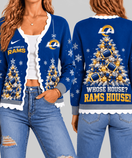 Los Angeles Rams NFL Christmas Tree Knit Cardigan