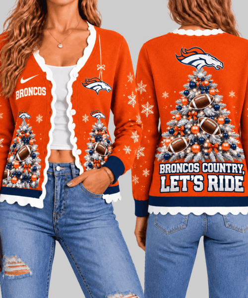 Denver Broncos NFL Christmas Tree Knit Cardigan