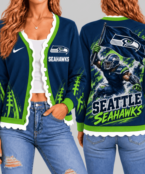 Seattle Seahawks NFL Warrior Flag Knit Cardigan