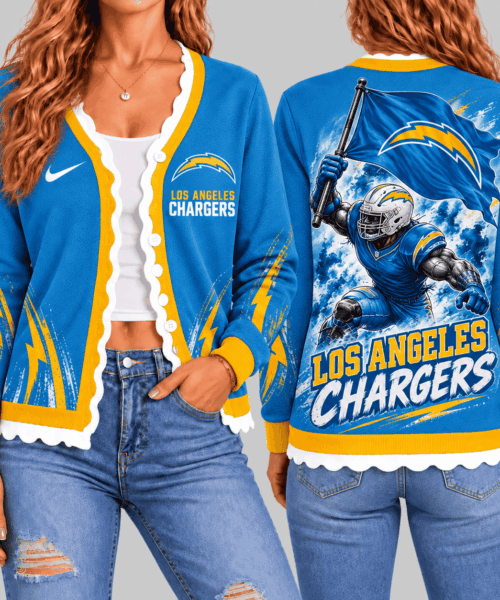 Los Angeles Chargers NFL Warrior Flag Knit Cardigan