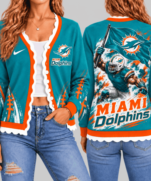 Miami Dolphins NFL Warrior Flag Knit Cardigan