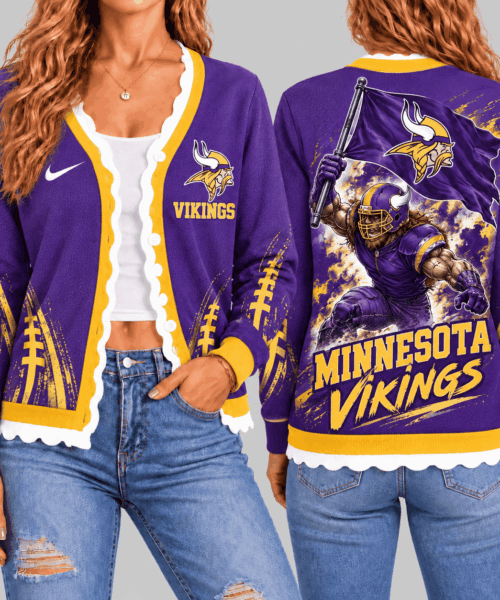 Minnesota Vikings NFL Warrior Flag Knit Cardigan