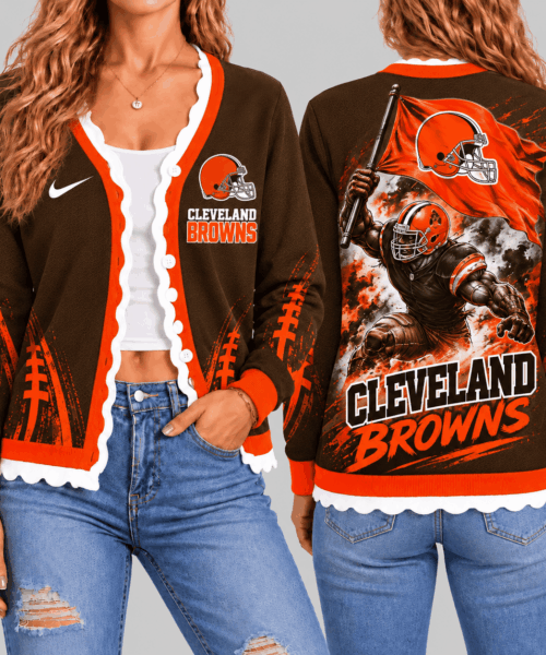 Cleveland Browns NFL Warrior Flag Knit Cardigan