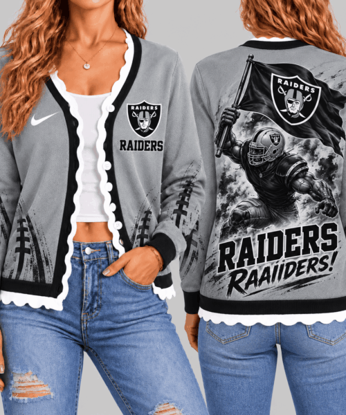 Las Vegas Raiders NFL Warrior Flag Knit Cardigan