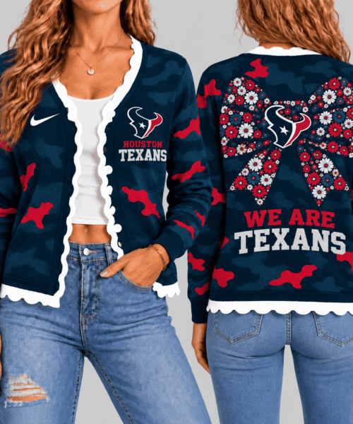Houston Texans NFL Camo Bow Knit Cardigan