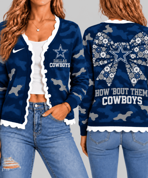 Dallas Cowboys NFL Camo Bow Knit Cardigan
