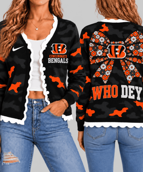 Cincinnati Bengals NFL Camo Bow Knit Cardigan