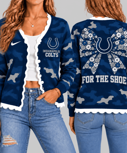 Indianapolis Colts NFL Camo Bow Knit Cardigan
