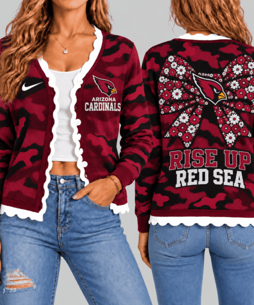 Arizona Cardinals NFL Camo Bow Knit Cardigan