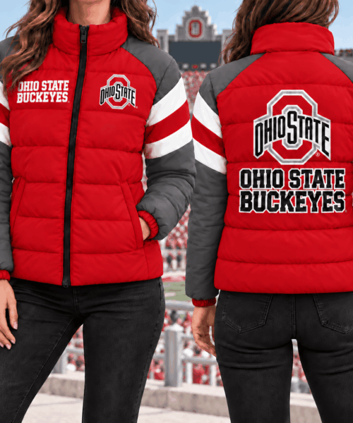 Ohio State Buckeyes NCAA Chevron Stripe Puffer Down Jacket