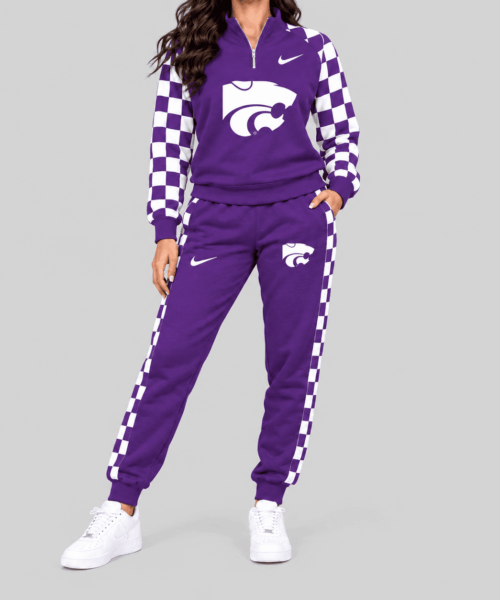 Kansas State Wildcats NCAA Checkerboard Sleeve Quarter Zip Set