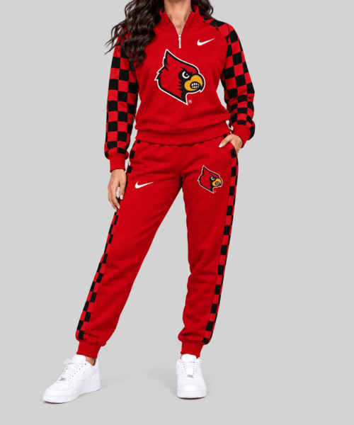 Louisville Cardinals NCAA Checkerboard Sleeve Quarter Zip Set