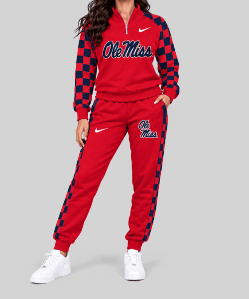 Ole Miss Rebels NCAA Checkerboard Sleeve Quarter Zip Set