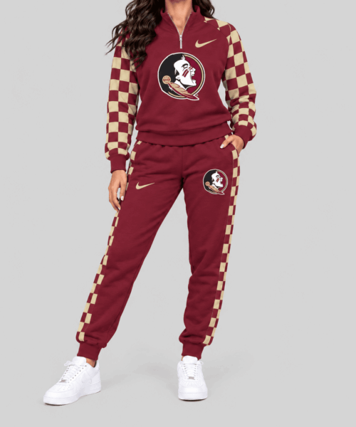Florida State Seminoles NCAA Checkerboard Sleeve Quarter Zip Set