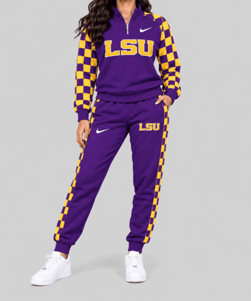 LSU Tigers NCAA Checkerboard Sleeve Quarter Zip Set