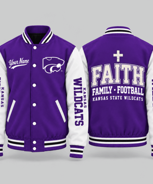 Kansas State Wildcats NCAA Faith Family Football Varsity Jacket