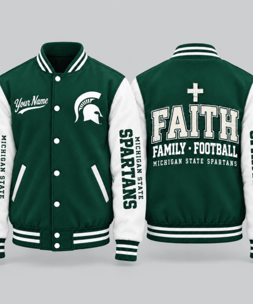 Michigan State Spartans NCAA Faith Family Football Varsity Jacket