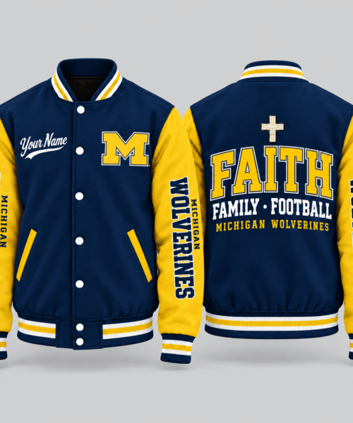 Michigan Wolverines NCAA Faith Family Football Varsity Jacket