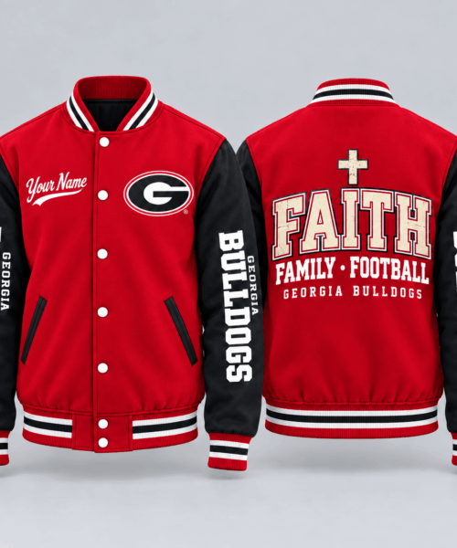 Georgia Bulldogs NCAA Faith Family Football Varsity Jacket